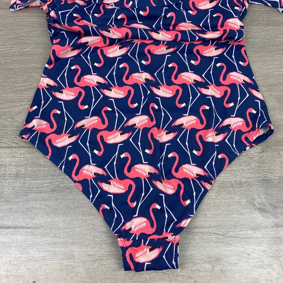 Eloquii Blue&Pink Flamingo Print One Piece Swimsuit Sz.14W - Picture 12 of 16